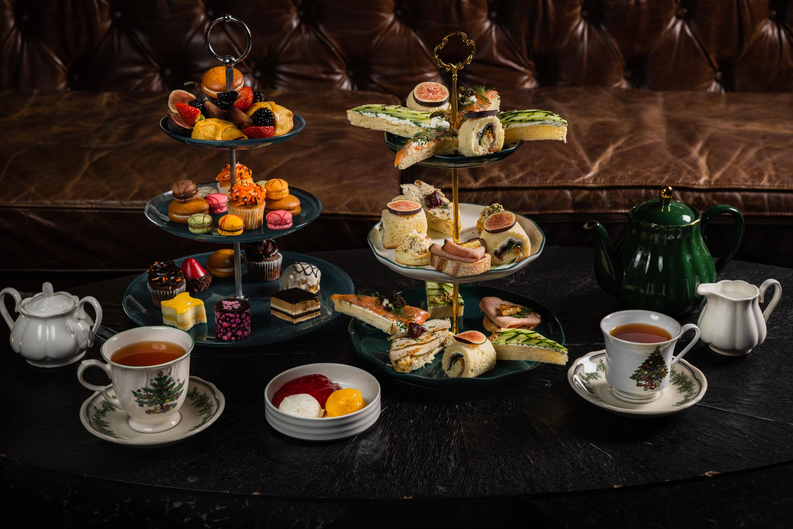 The Holiday High Tea and Highballs at DTLA's Lilly Rose features a tea selection and a savory and sweet tea tower.