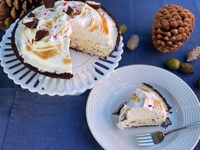 Satisfy your sweet tooth with Sweet Rose Creamery's Peppermint Patty Pie, filled with peppermint patty ice cream and topped with torched meringue & house-made candies. Photo Credit: Elise Freimuth