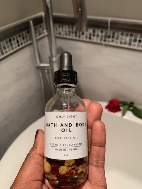 The vegan and cruelty-free Self-Care Oil includes hints of gardenia and jasmine, and is “Intended to alleviate stress and nourish the mind, body, and spirit!”