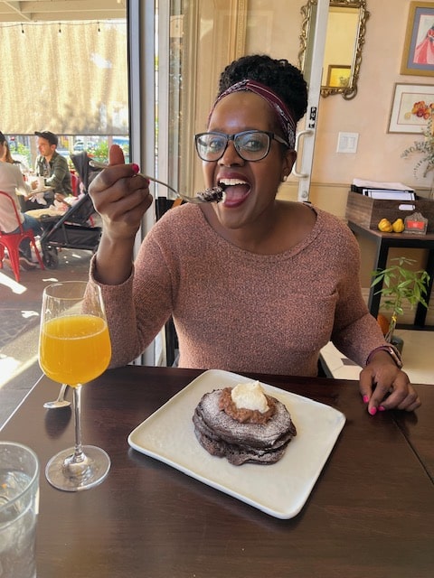 According to Chef Onil Chibás, the German Chocolate Pancakes are one of the most popular brunch dishes. And yes, they are absolutely delicious!