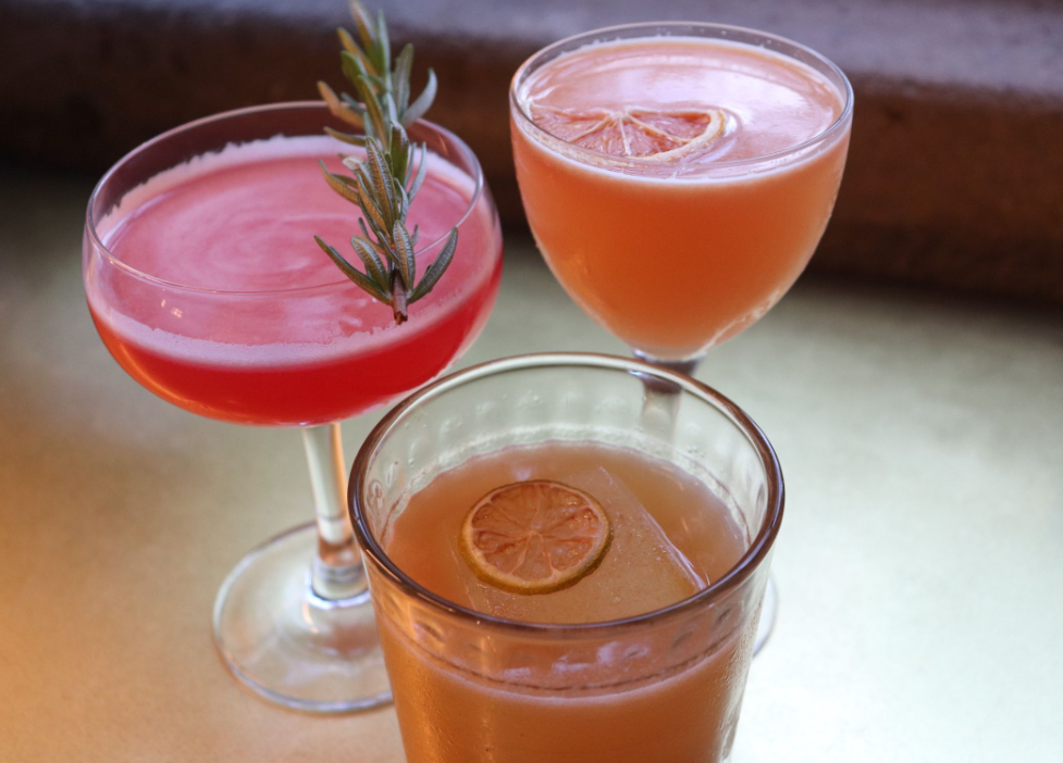 Birdie G's welcomes you to enjoy a variety mocktails during Dry January. Pictured above are Reaching for the Cosmos, She’s a Peach, and a glass of non-alcoholic wine from NON. Photo Credit: Meaghan Reardon