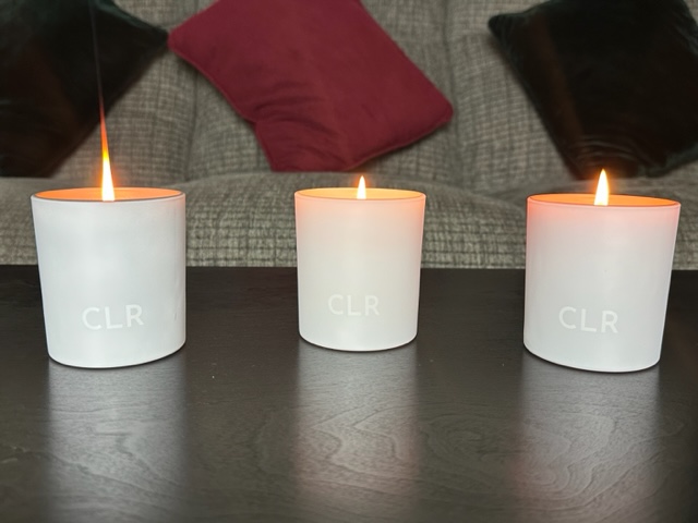 A photo of the three candles from CLR Los Angeles neutral collection