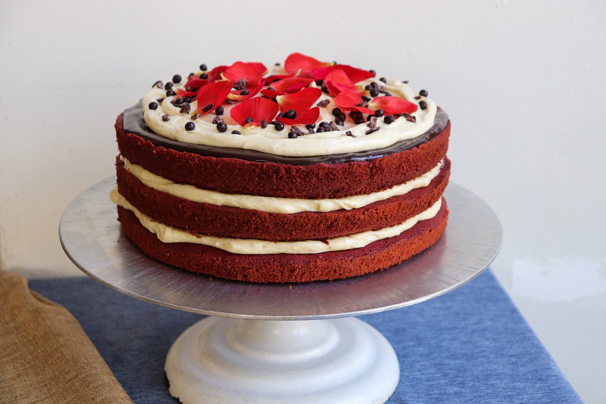 A photo of Huckleberry's Red Velvet Layer Cake for weekly supper.
