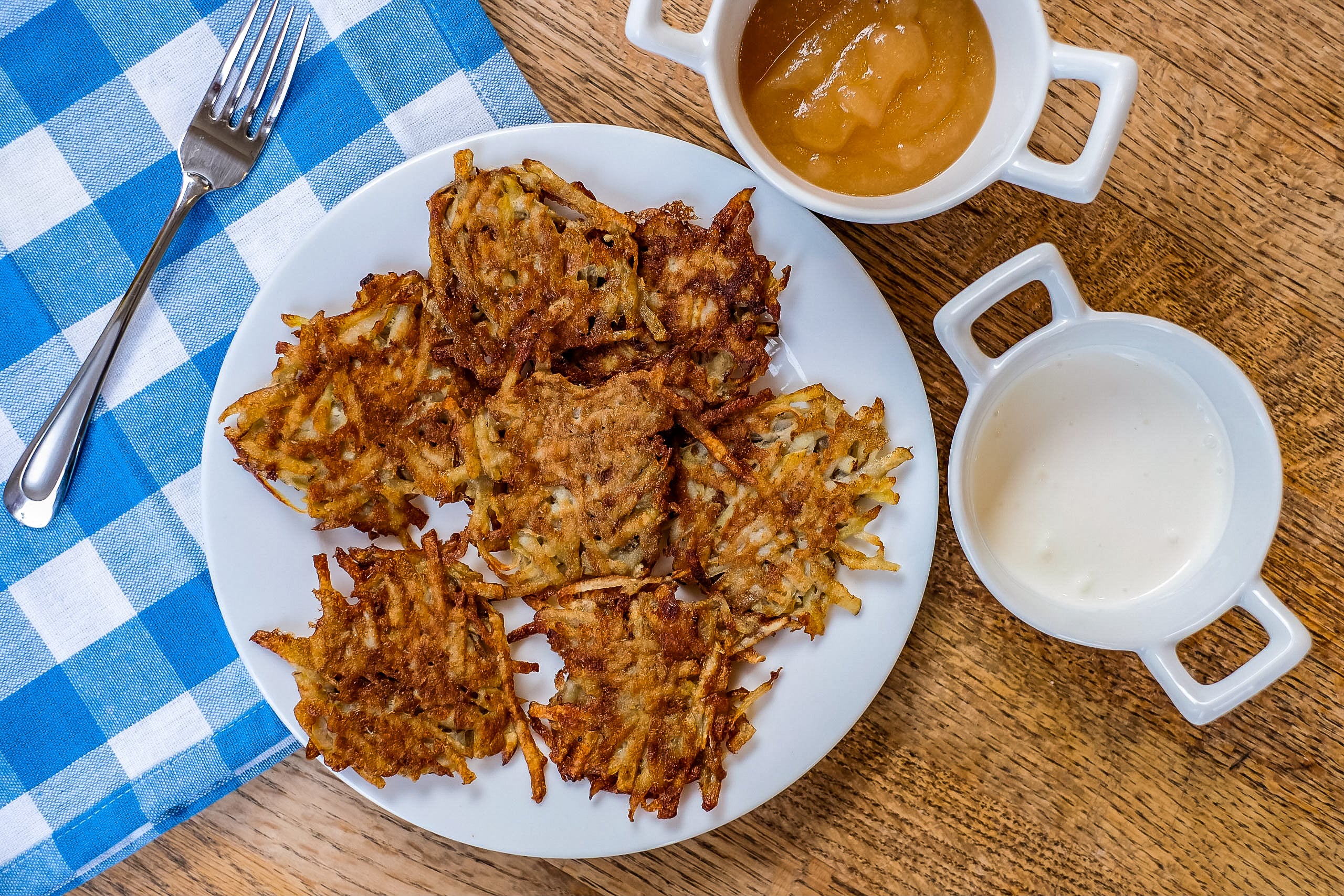 An image of Organic Potato Pancakes from Huckleberry Bakery and Café.