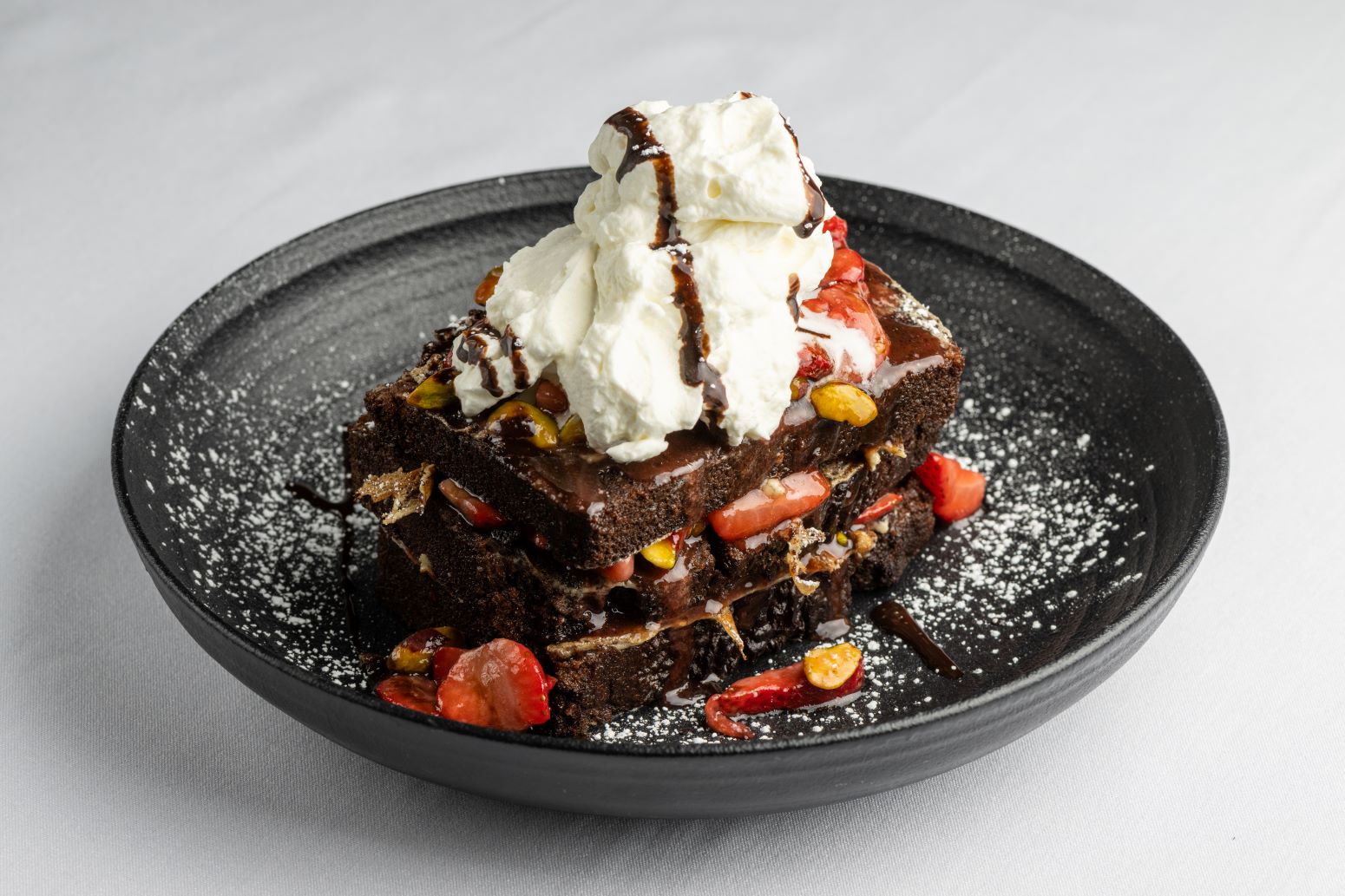 An image of Mi Piace's Chocolate French Toast from their new brunch menu.