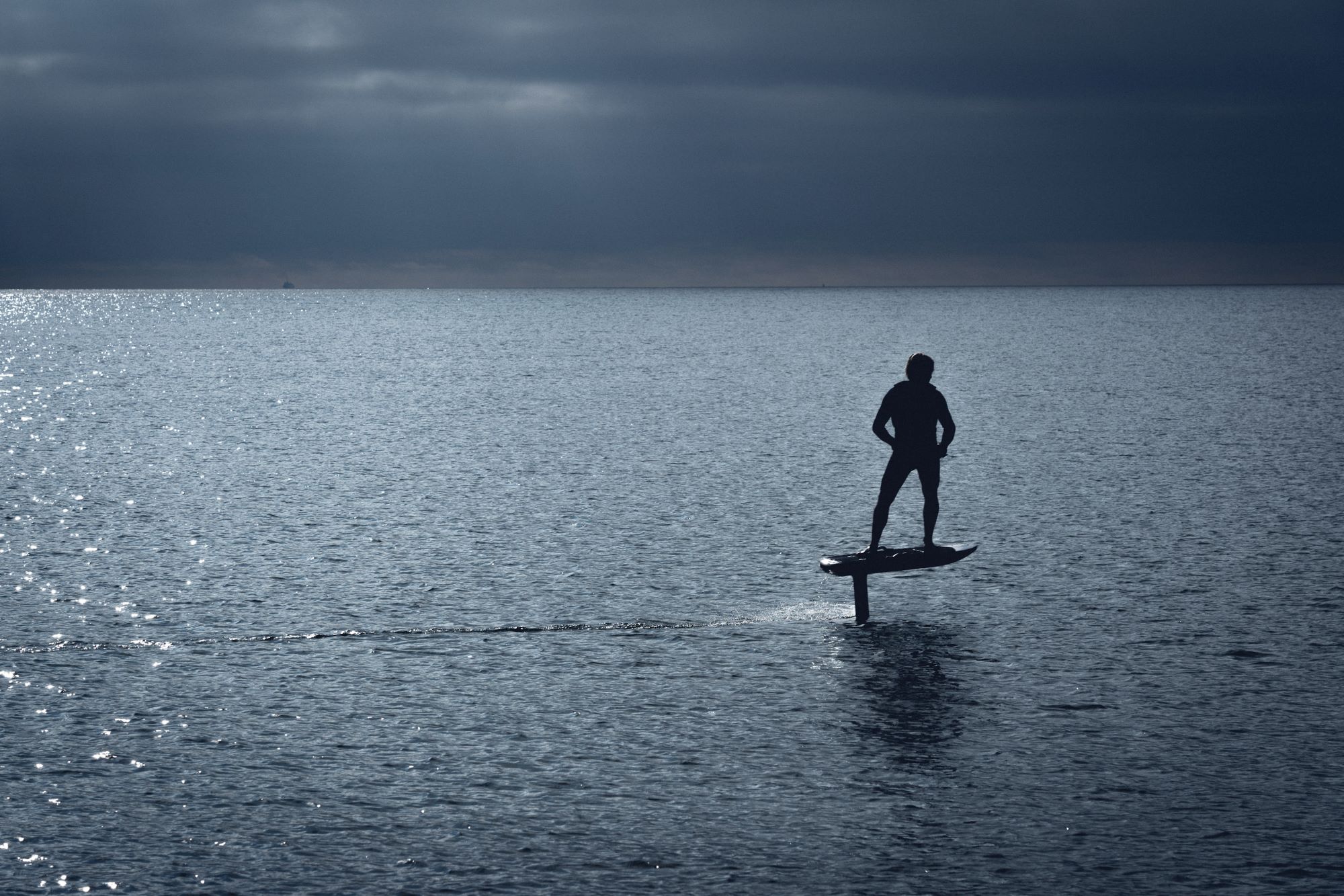 An image of a person eFoling on a Fliteboard.