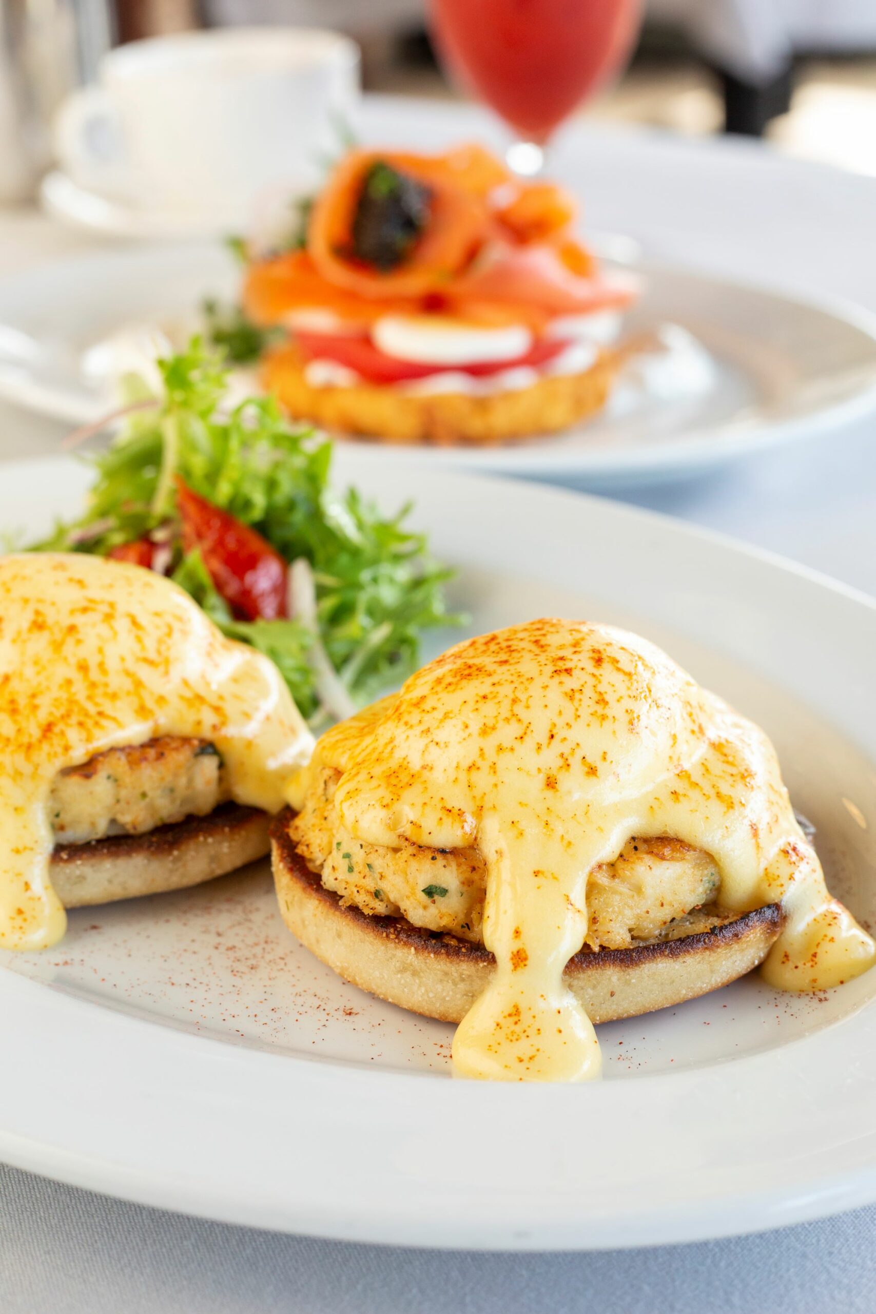 An image of the Crab Cake Eggs Benedict from Ocean Prime.