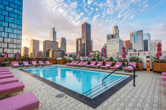 An image of the pool at DTLA's Broken Shaker. 