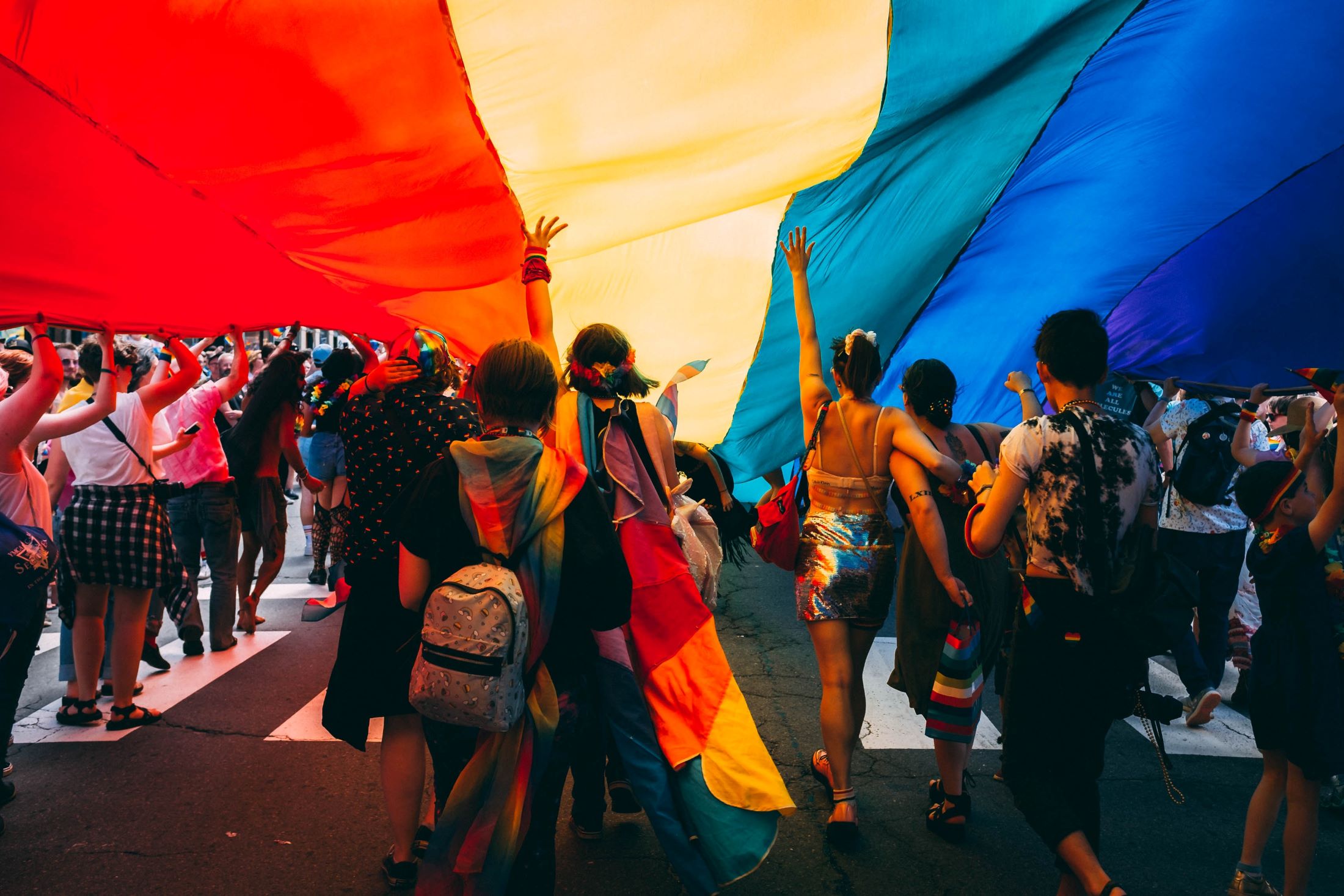 An image of people at a Pride parade.