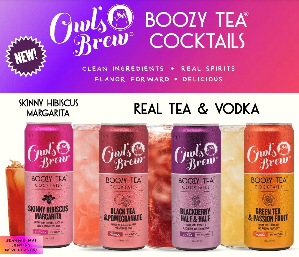 An image of the new Owl's Brew Tea Cocktails. 