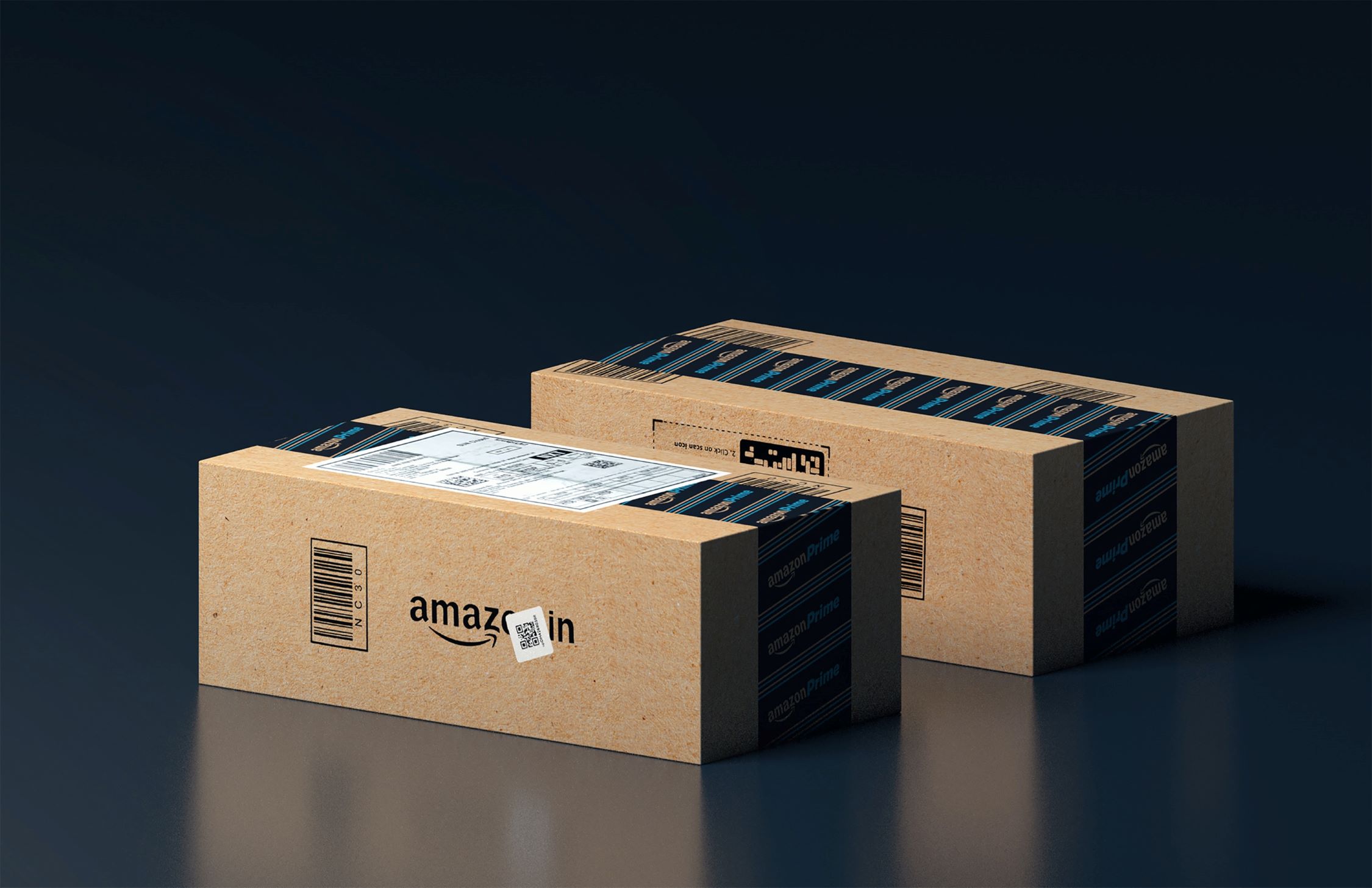 An image of Amazon delivery boxes.