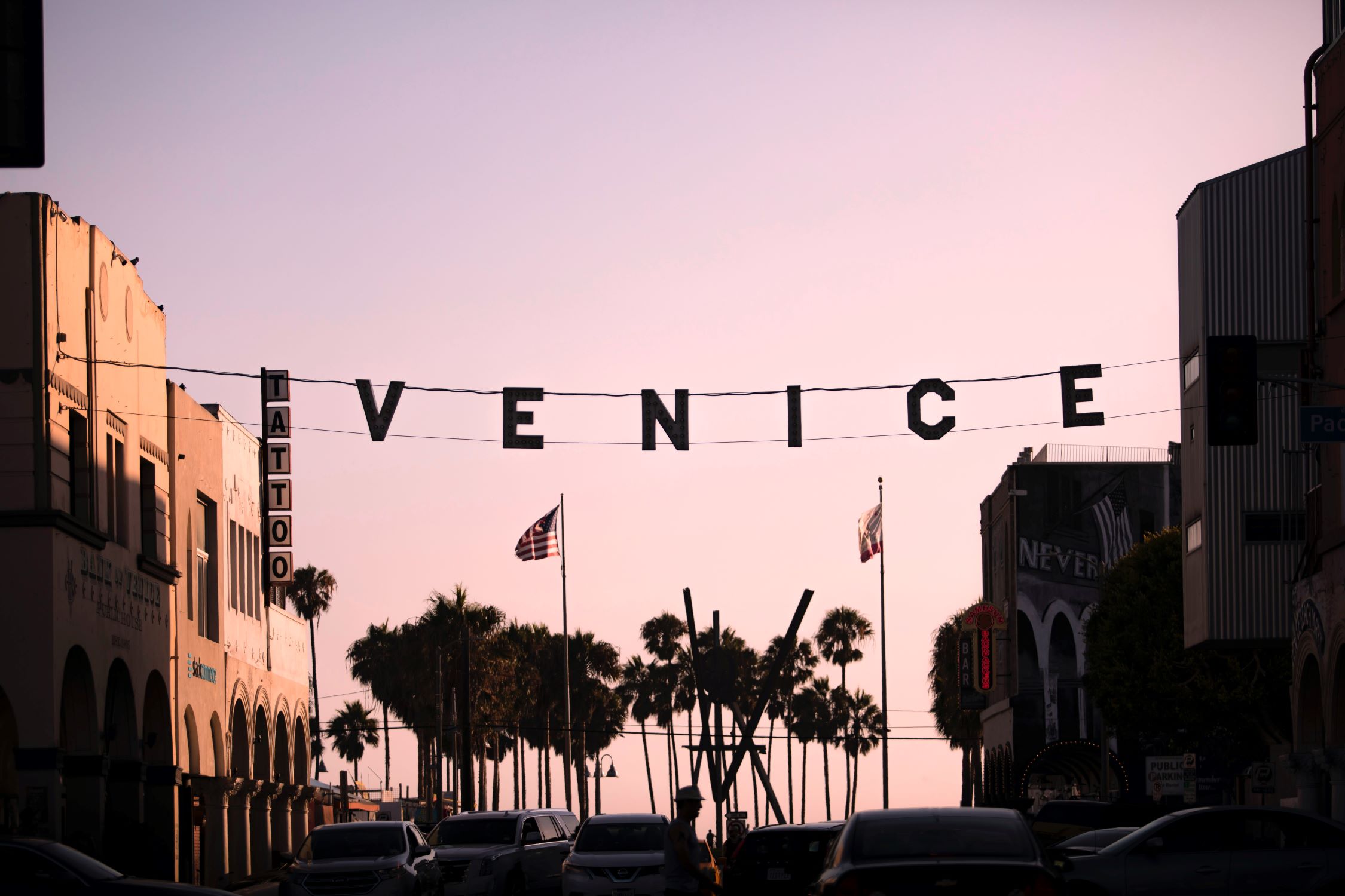 An image of the famous Venice Beach sign.