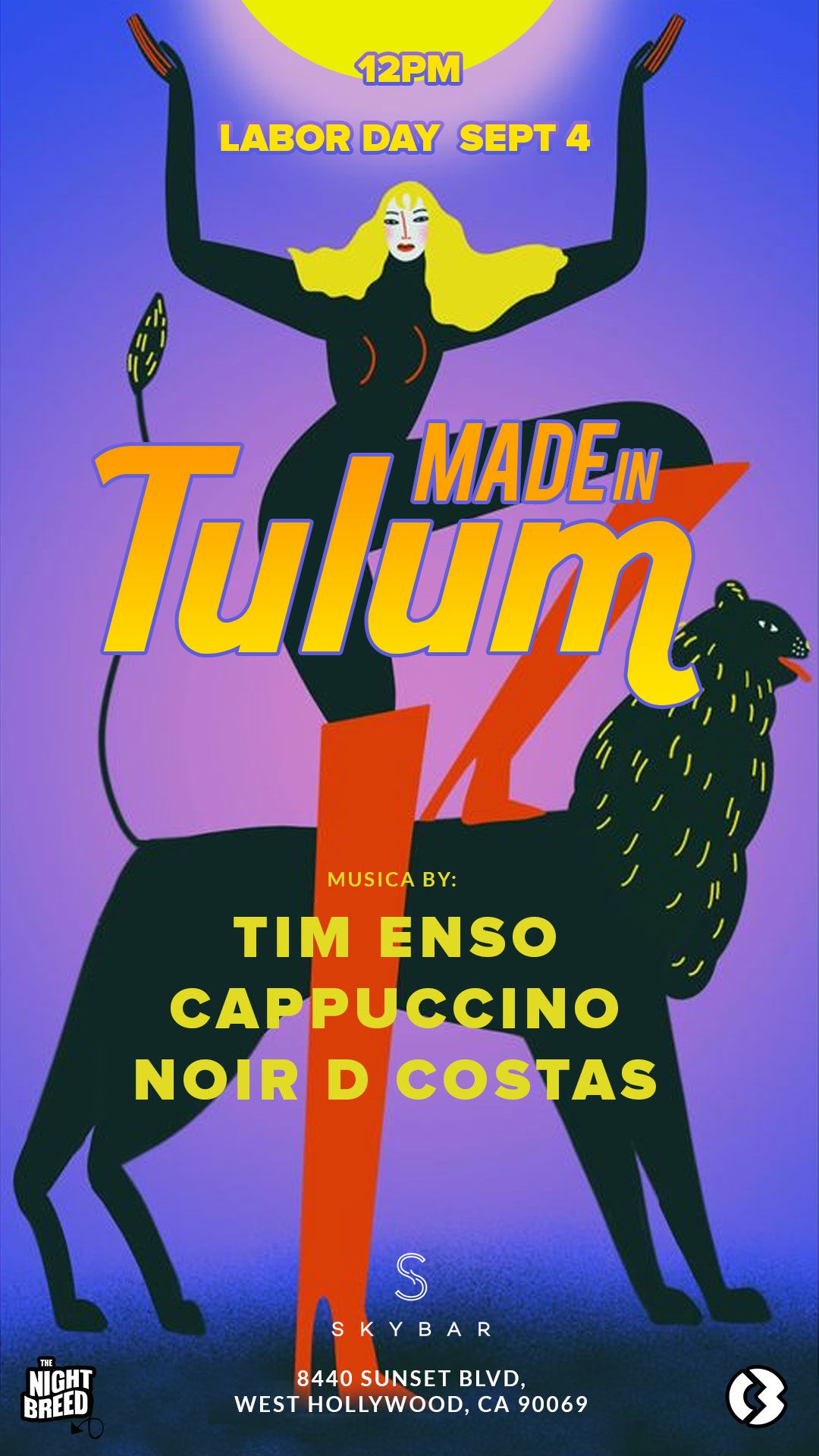 An image of the Made in Tulum Pool Party flyer at Skybar.
