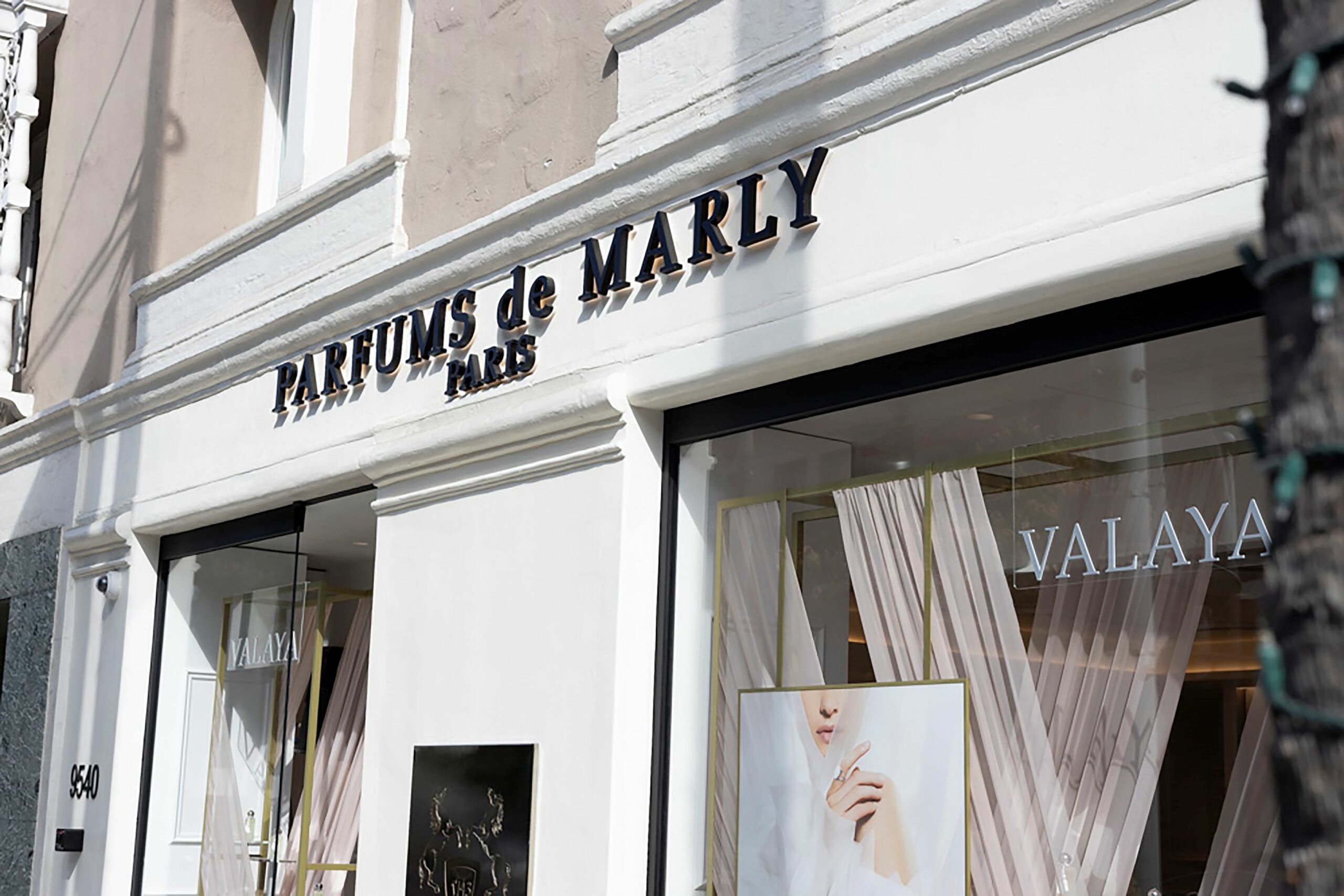 An image of the exterior of new boutique, Parfums de Marly. 