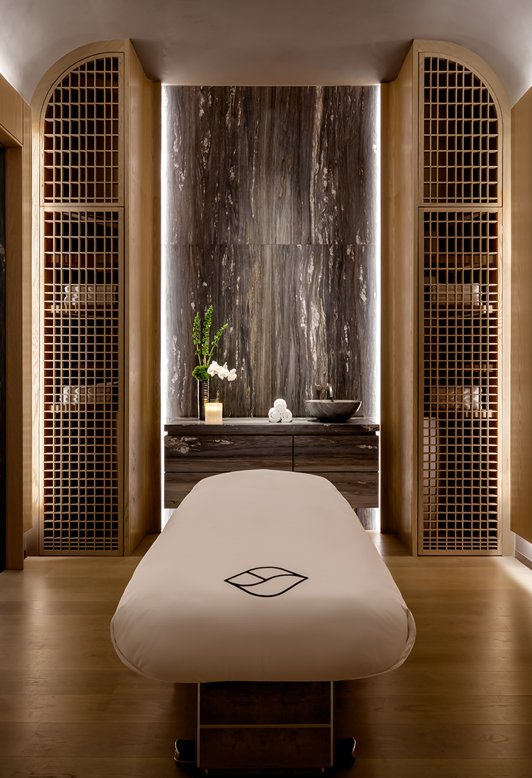 An image of a massage bed at the Fairmont Spa Century Plaza. 
