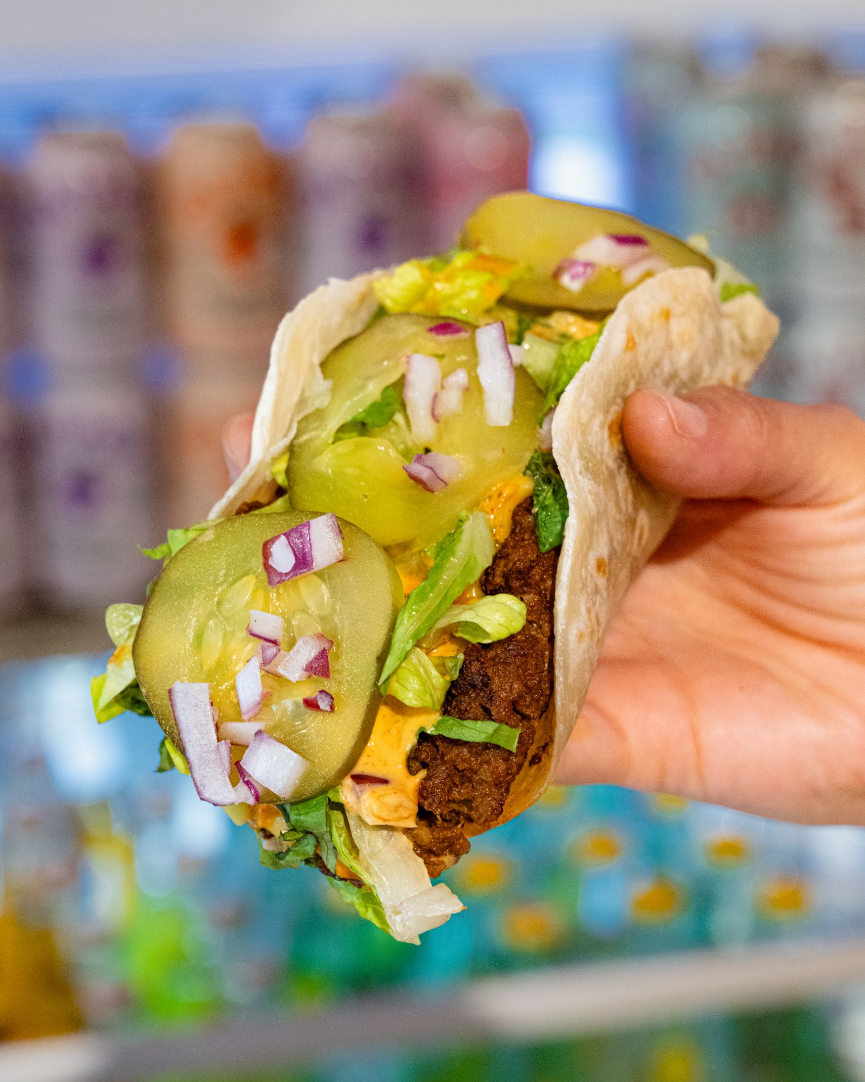 An image of Chicas Tacos new Smashburger Taco.