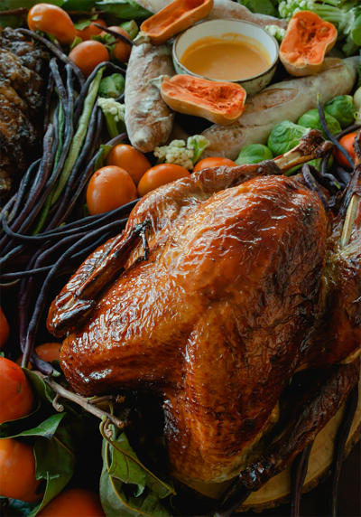 An image of a turkey from BALEEN Kitchen.