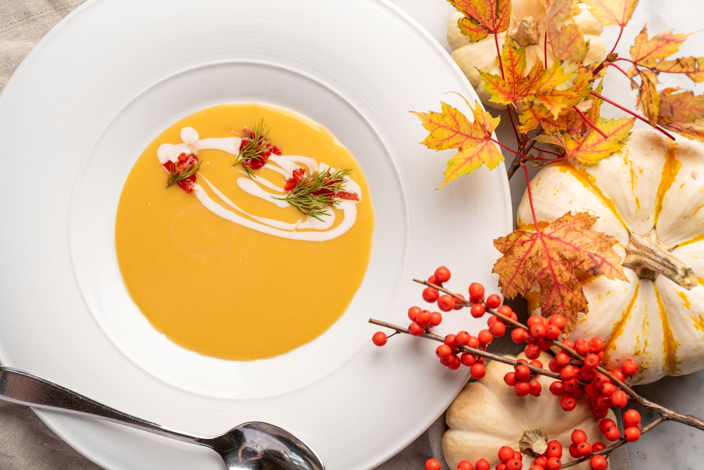 An image of Terrazza's  Roasted Cinderella Squash Soup.
