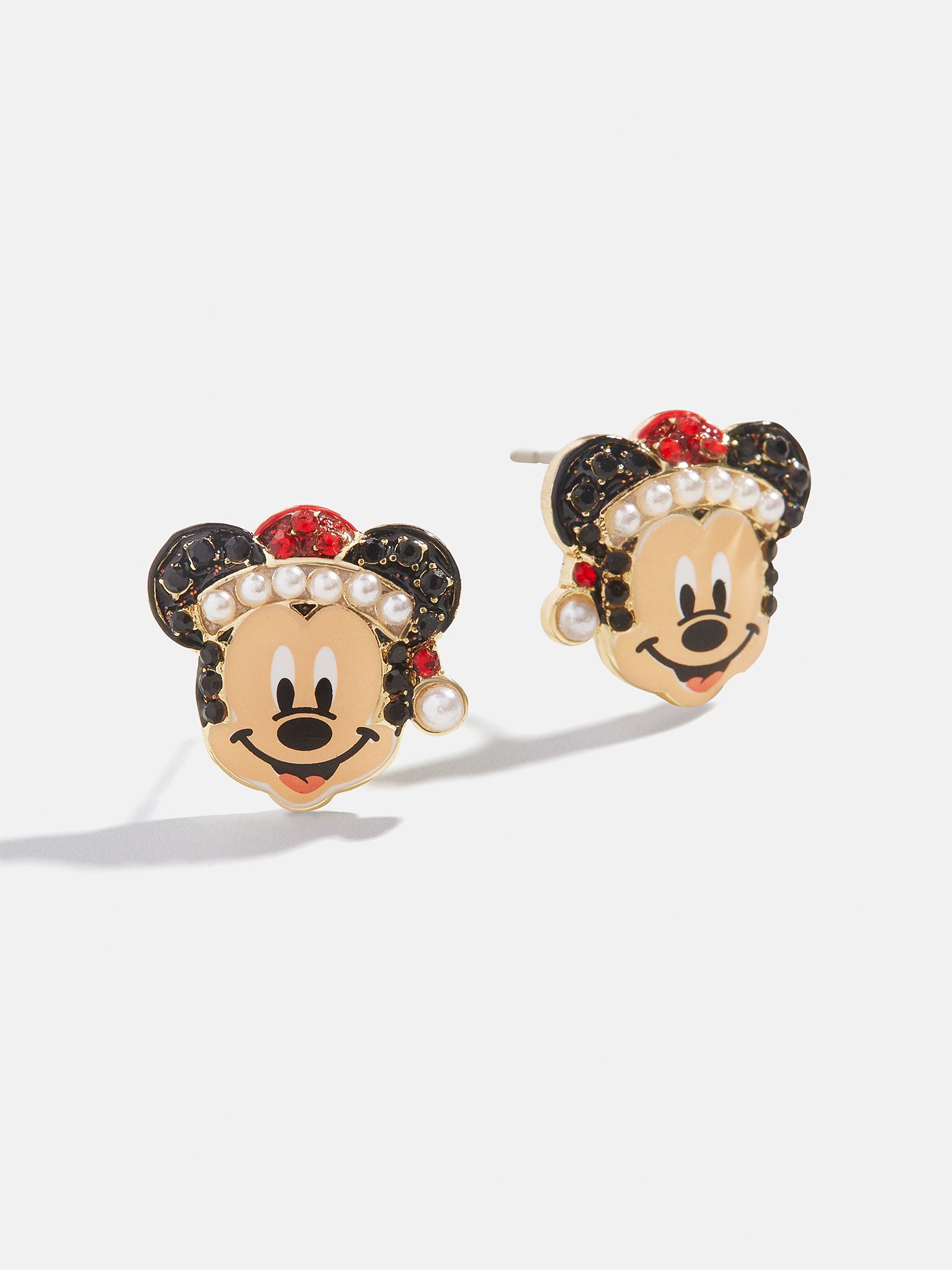 An image of Bauble Bar's Disney Holiday Collection with Mickey Mouse studs.