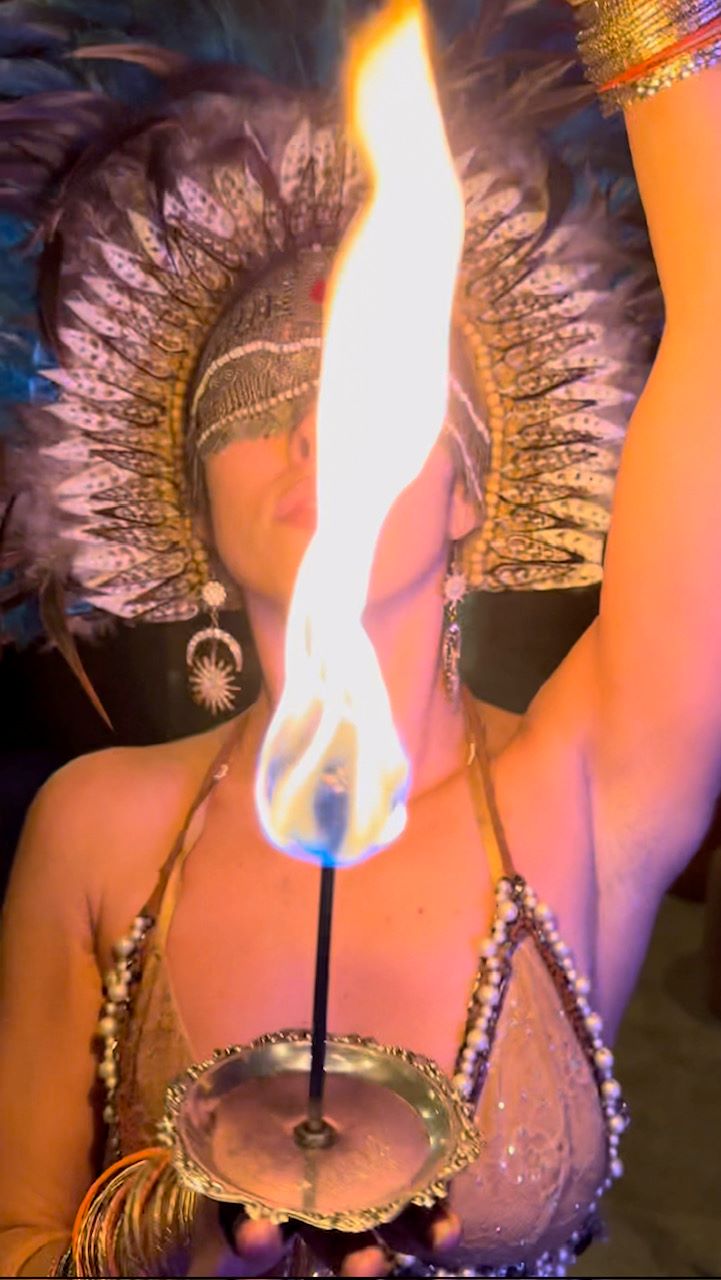 An image of a fire dancer at AYA.