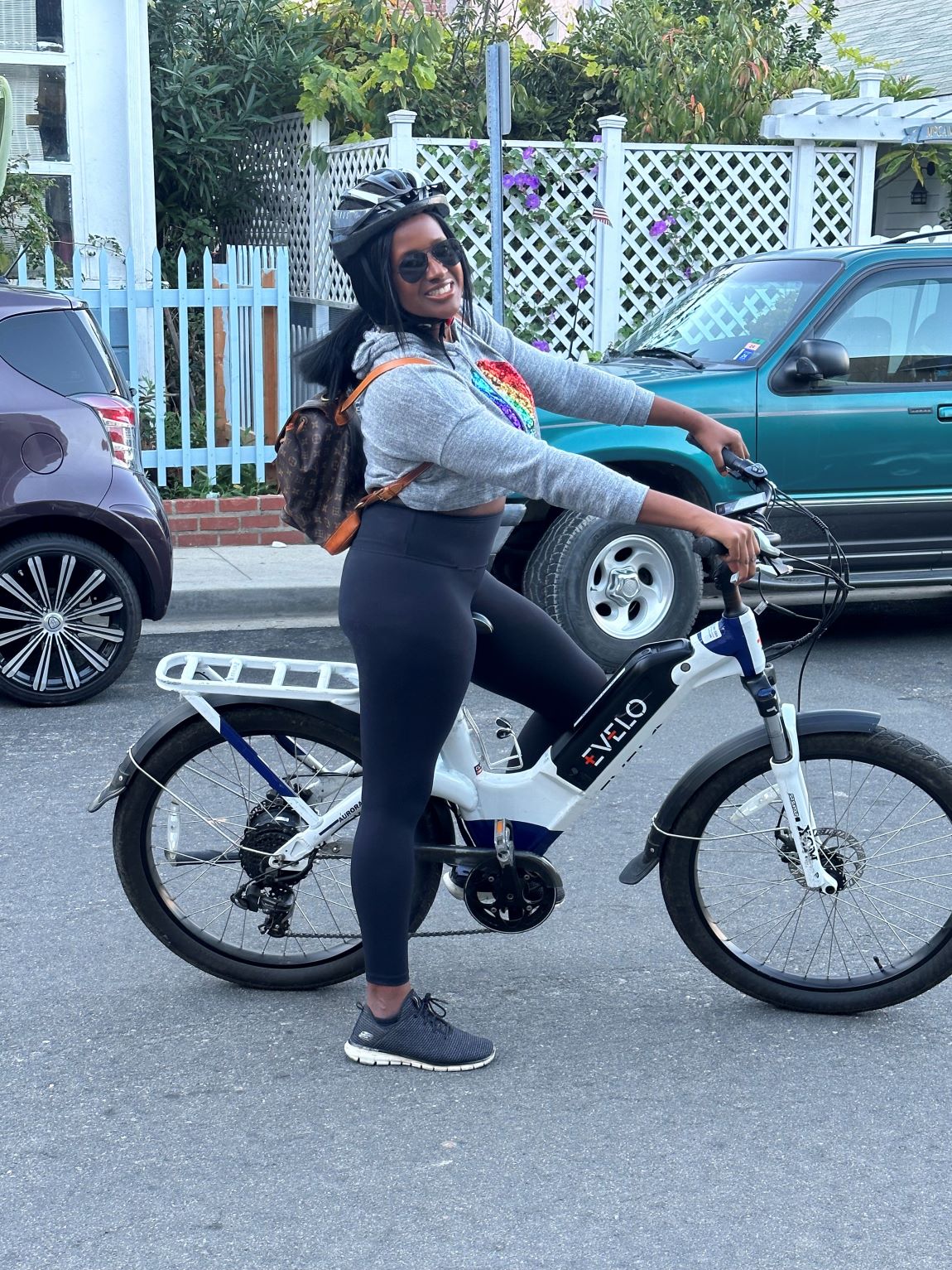 An image of Ariel on an E-bike from Brown's Bikes.