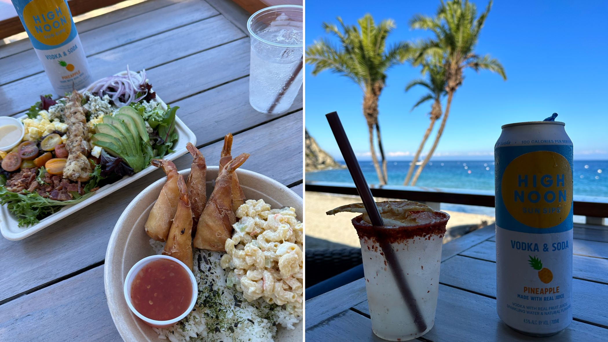 An image of food and cocktails from Descanso Beach Club.