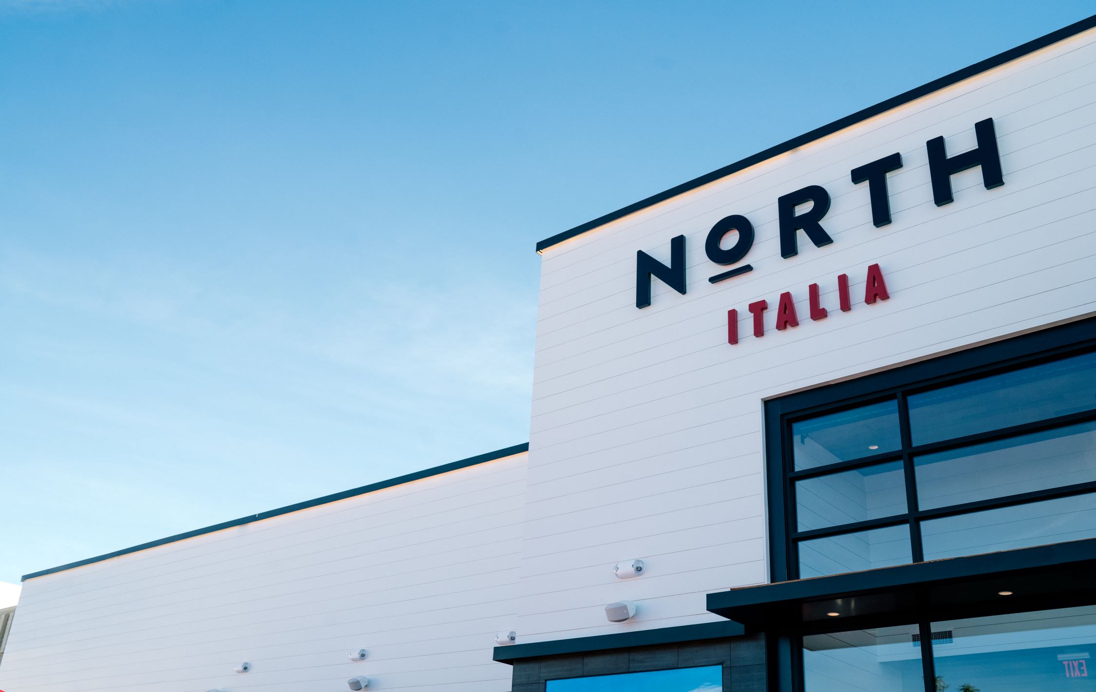 An image of the exterior of the new North Italia at Westfield Topanga.