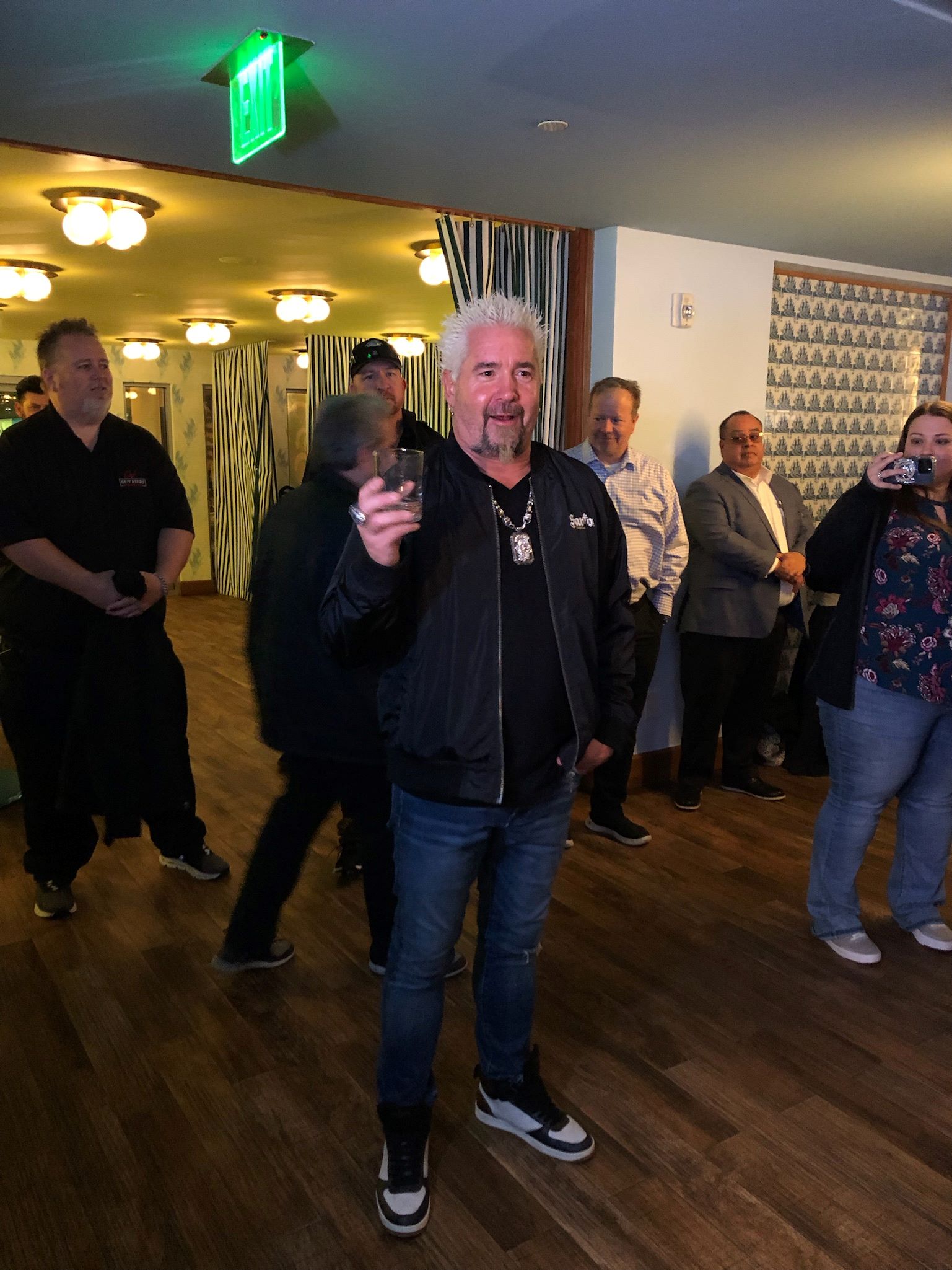 An image of Guy Fieri from the Santo Tequila tasting at SALT Restaurant & Bar.
