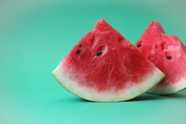An image of two pieces of watermelon.