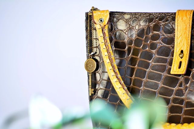 An image of a crocodile leather bag.