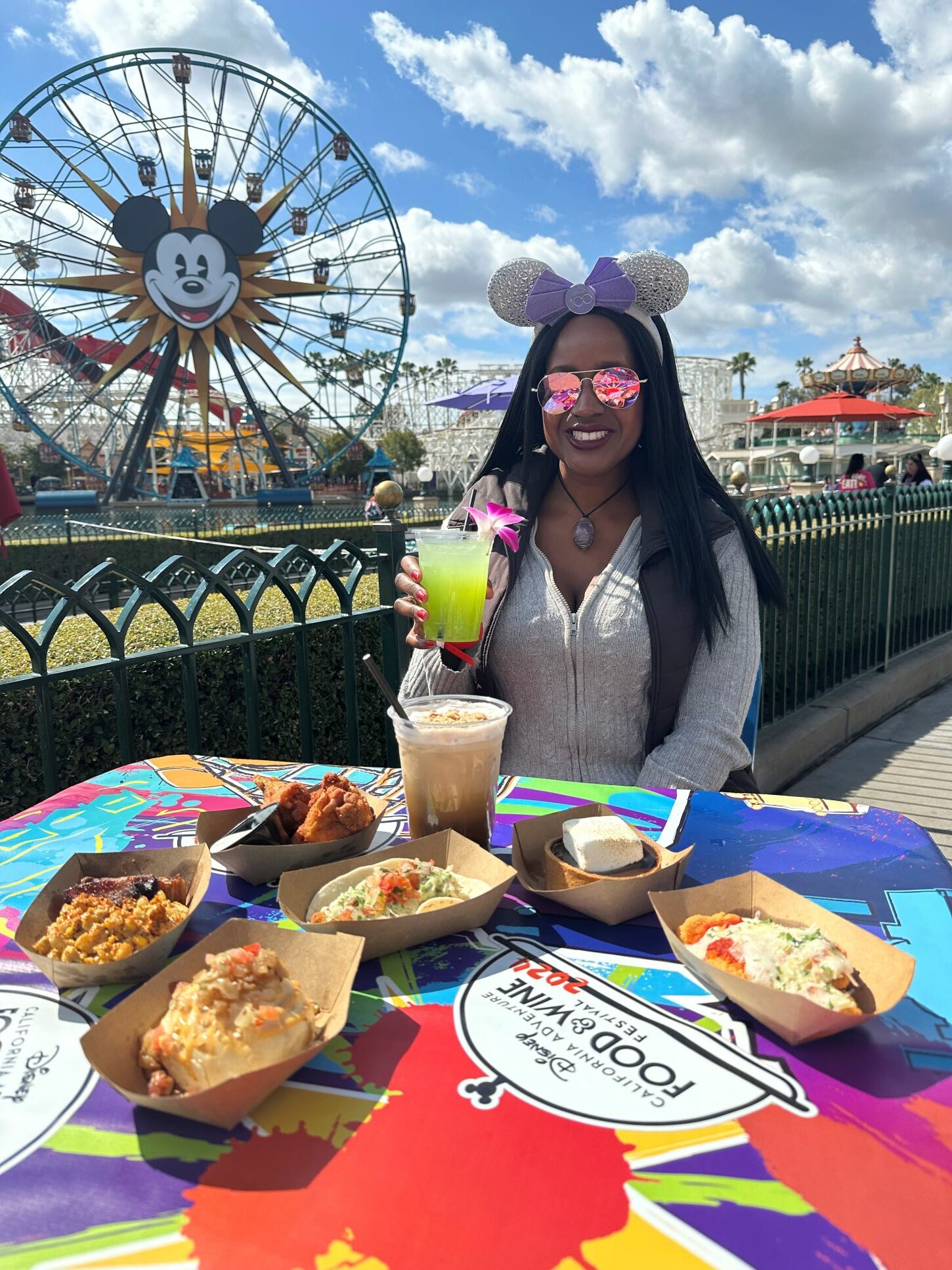 An image of Lifestyle blogger Ariel at the Disney California Adventure Food & Wine Festival.