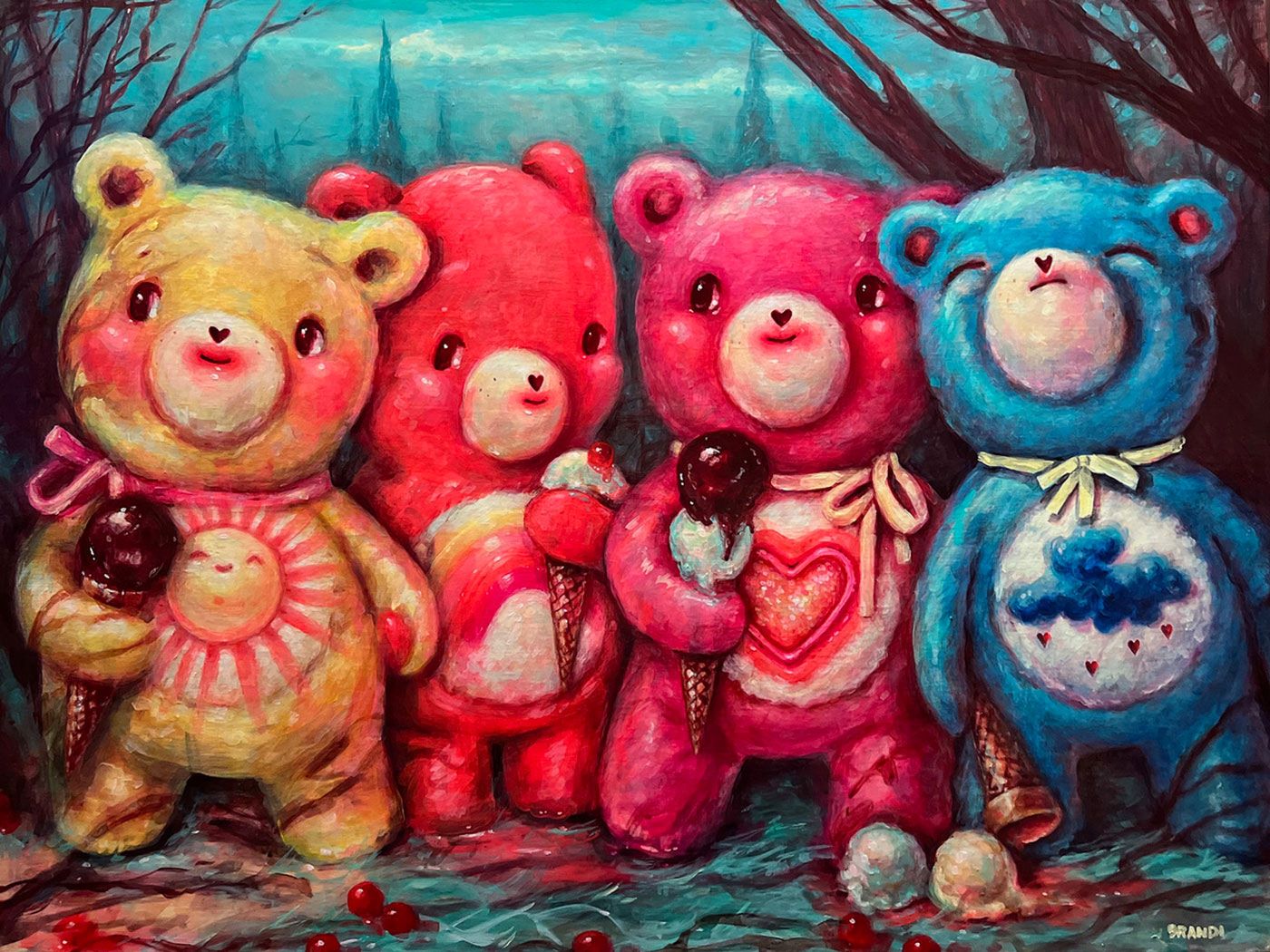 An image of artwork depicting the Care Bears.