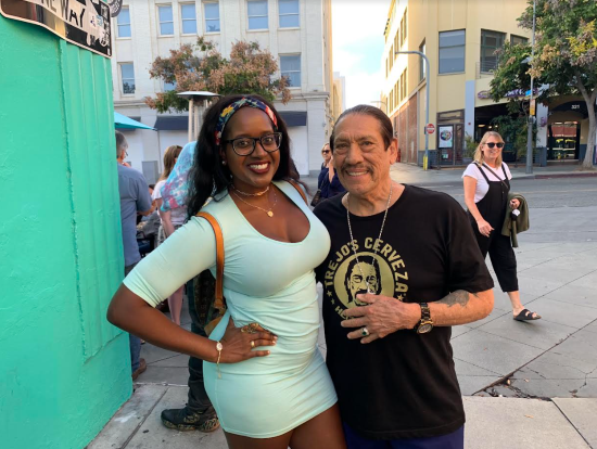 An image of LA lifestyle blogger Ariel Johns with actor Danny Trejo.