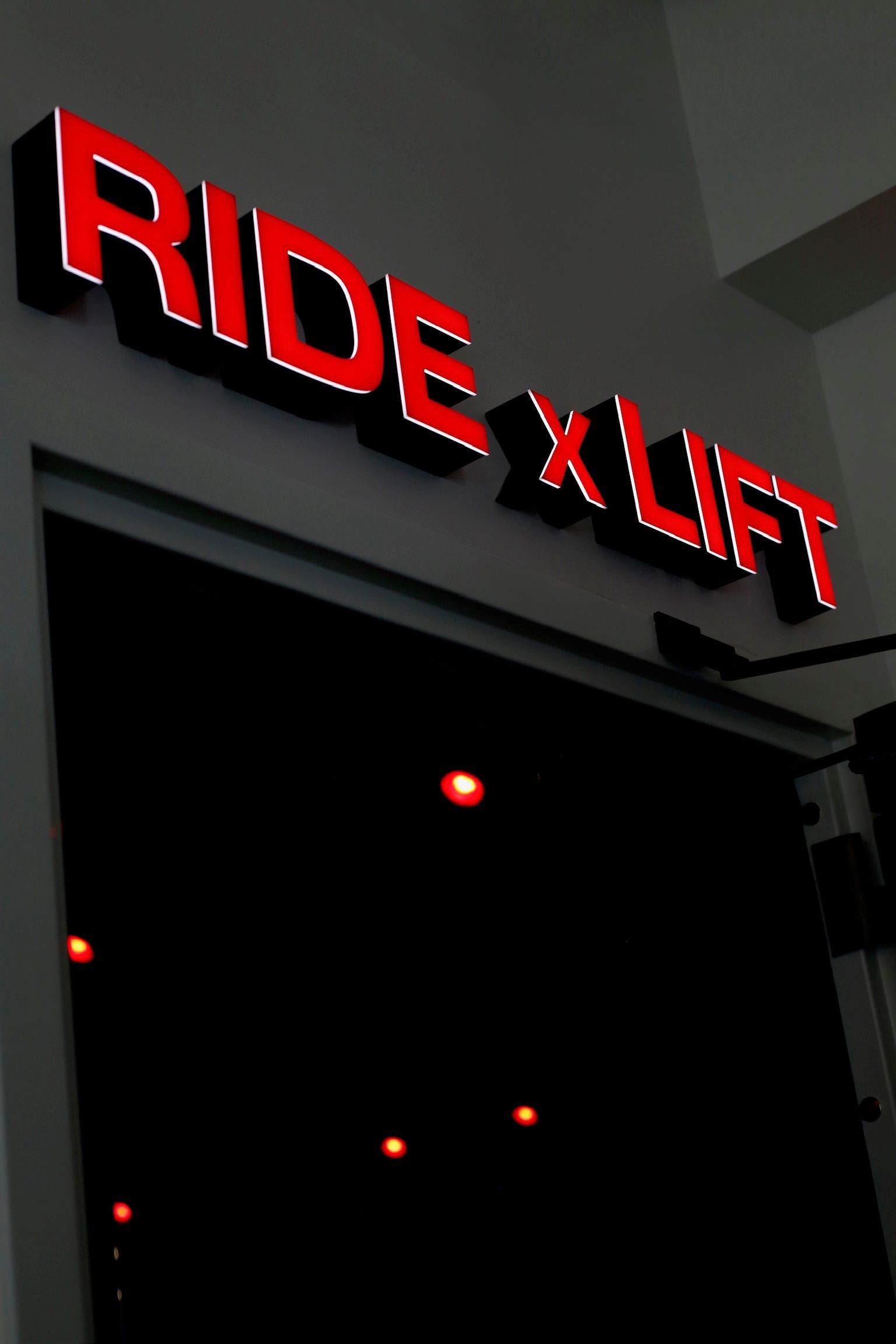 An image of the sign for Barry's RIDE X Lift class at Barry's WeHo.