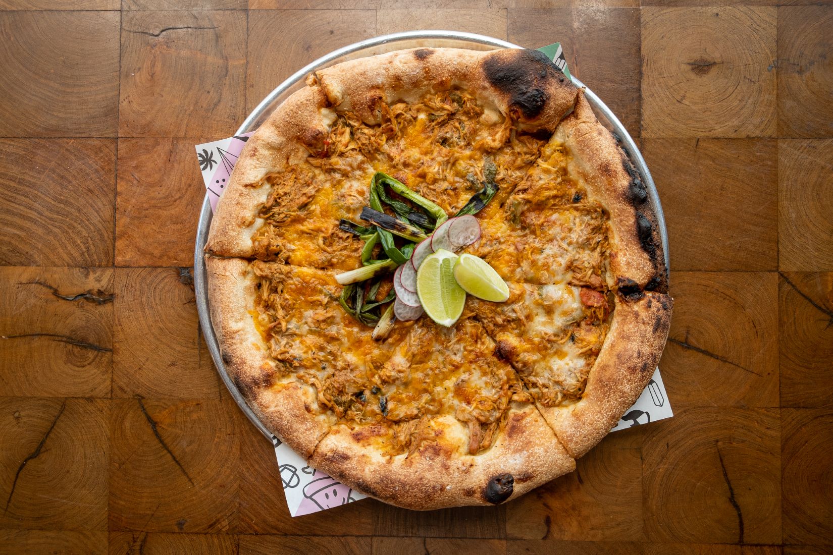 An image of the Chivichanga Pizza from  Pitfire Pizza and Los Angeles' award-winning taqueria Sonoratown.