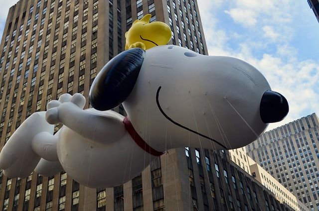 An image of a Snoopy parade inflatable.