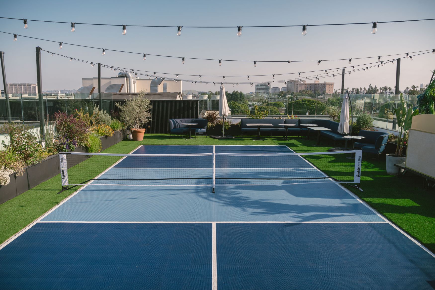 An image of the Center Court/Disco Court at the Kimpton La Peer Hotel.