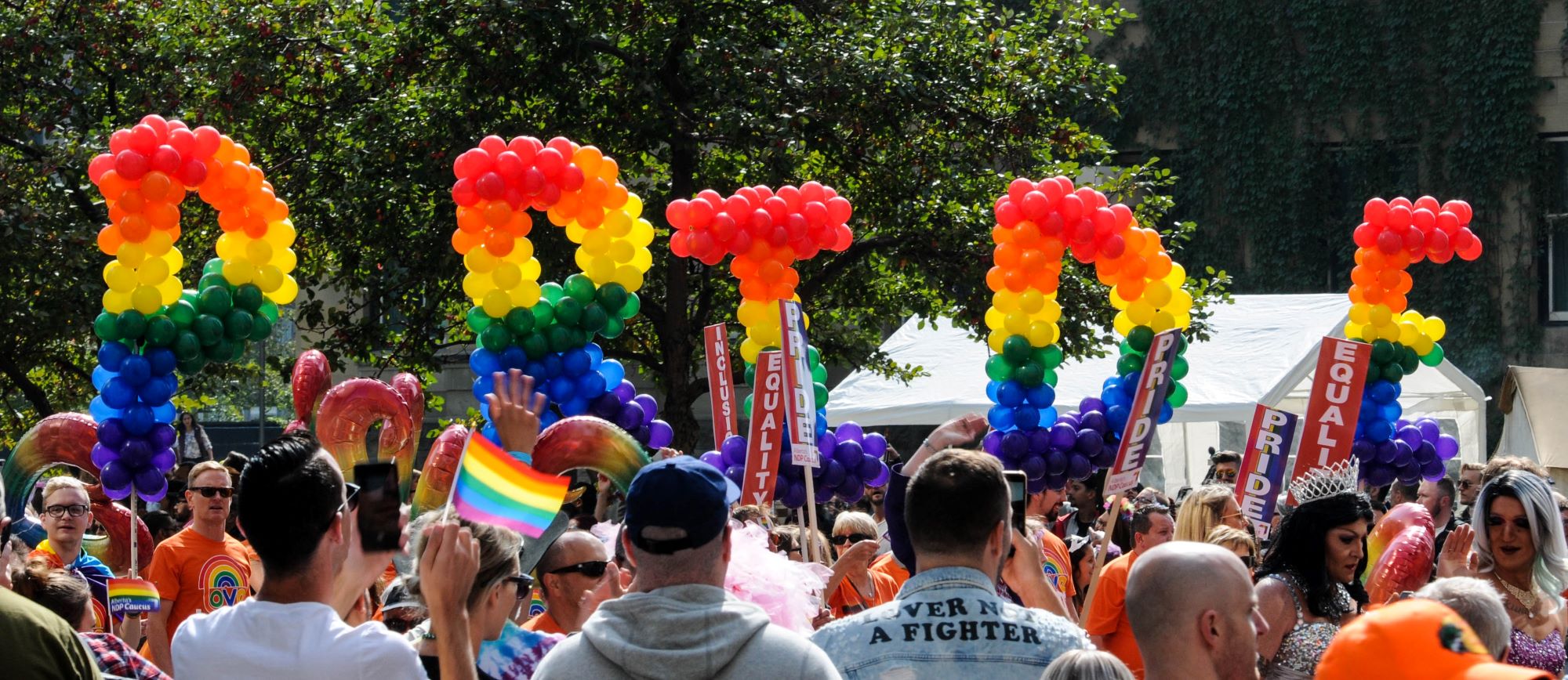 An image of Pride spelled out in balloons.