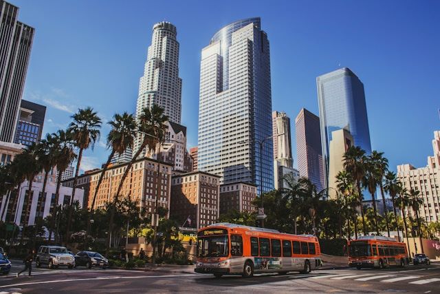 An image of Los Angeles with a city bus.