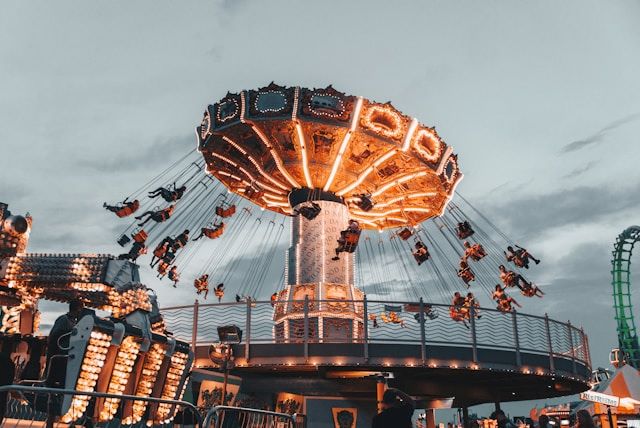 An image of the swings at the LA County Fair.