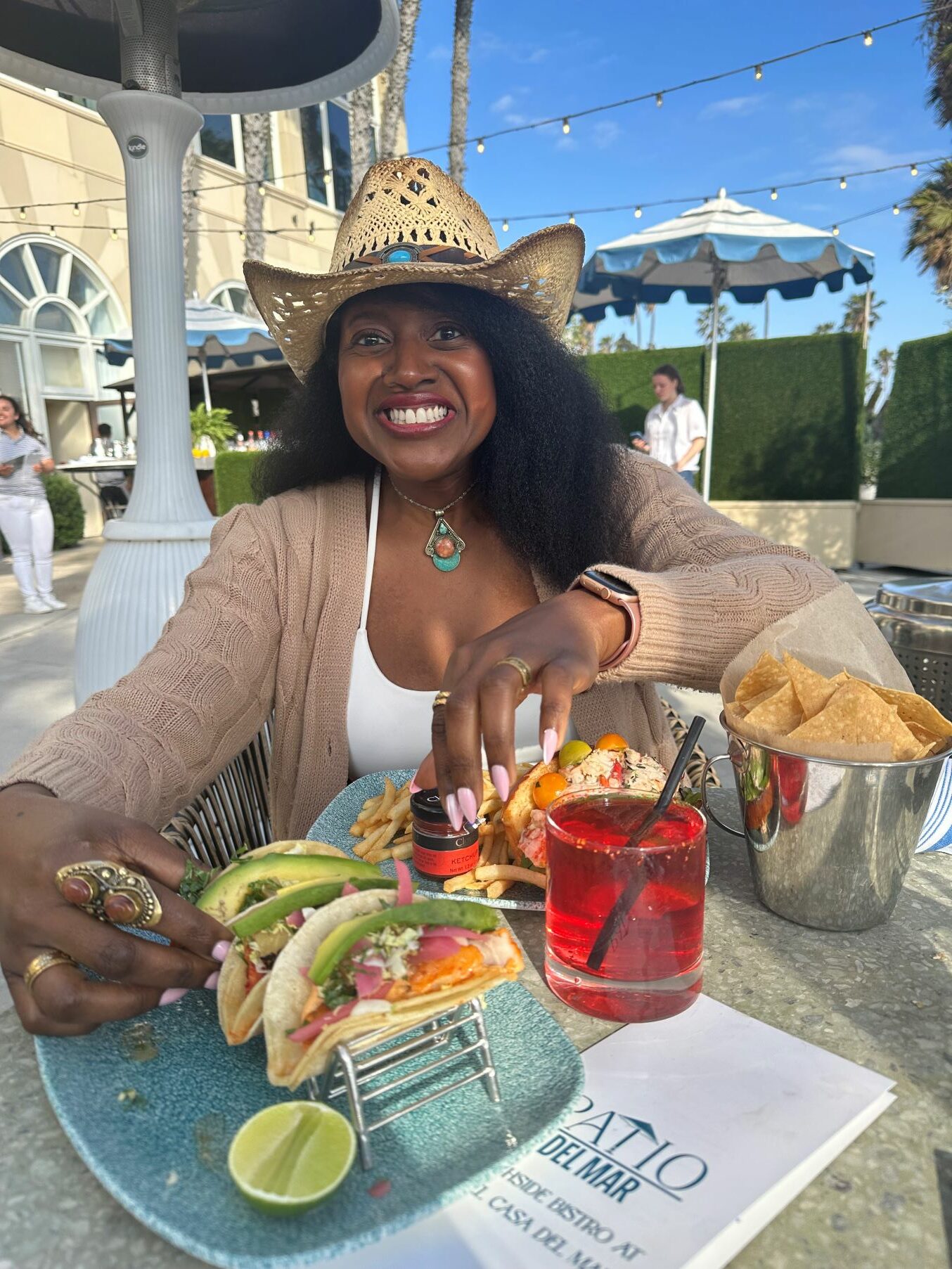 An image of lifestyle blogger Ariel at Patio del Mar.