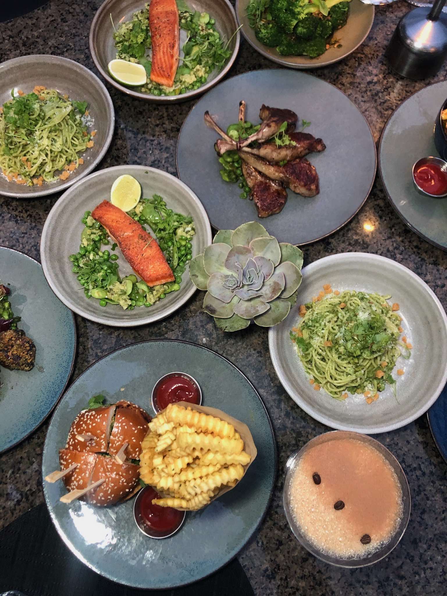 An image of a few of the new items on the new all-day menu at The Rooftop by JG.