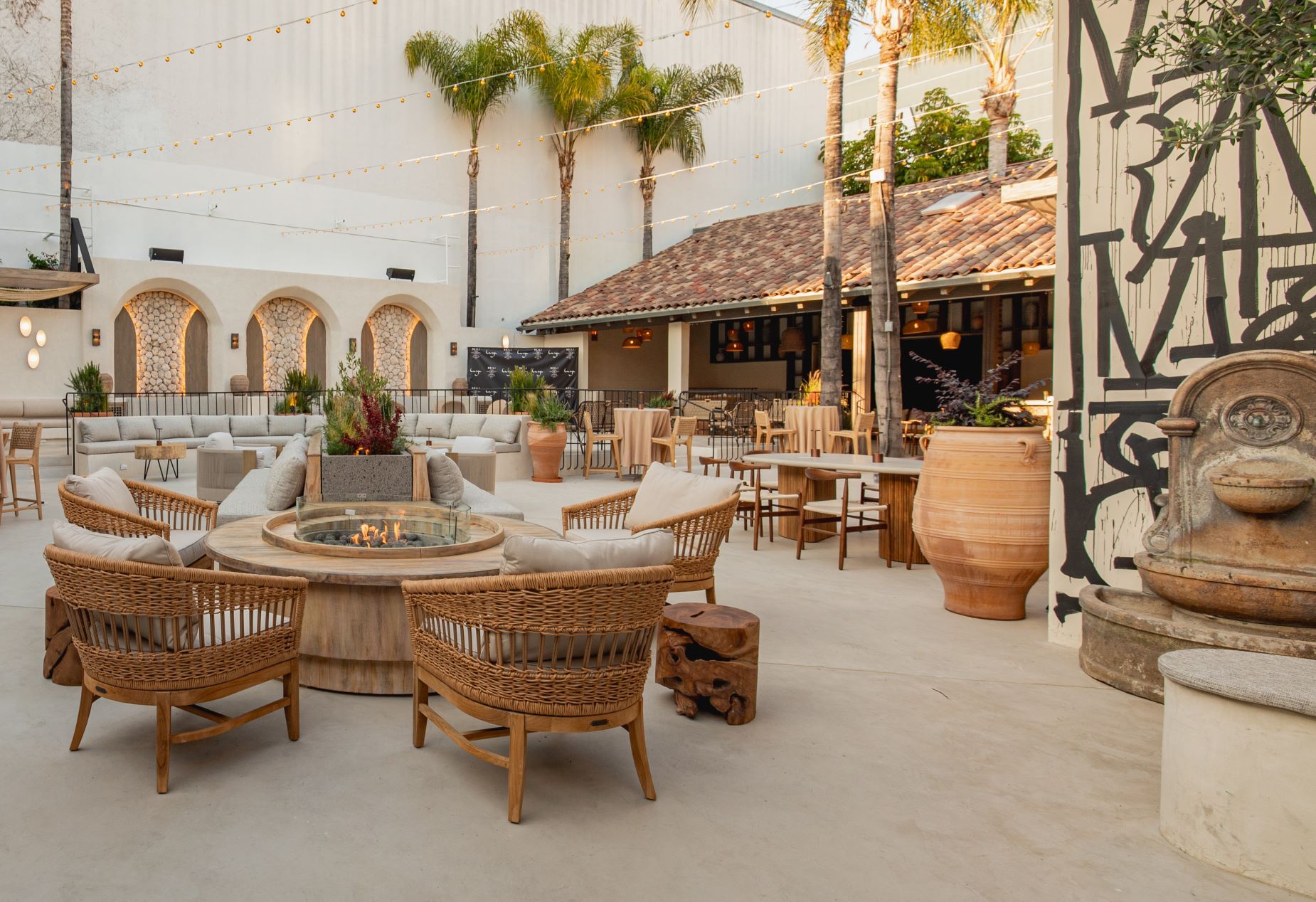 An image of the outdoor patio of Laya from the Laya and Meili Vodka event.