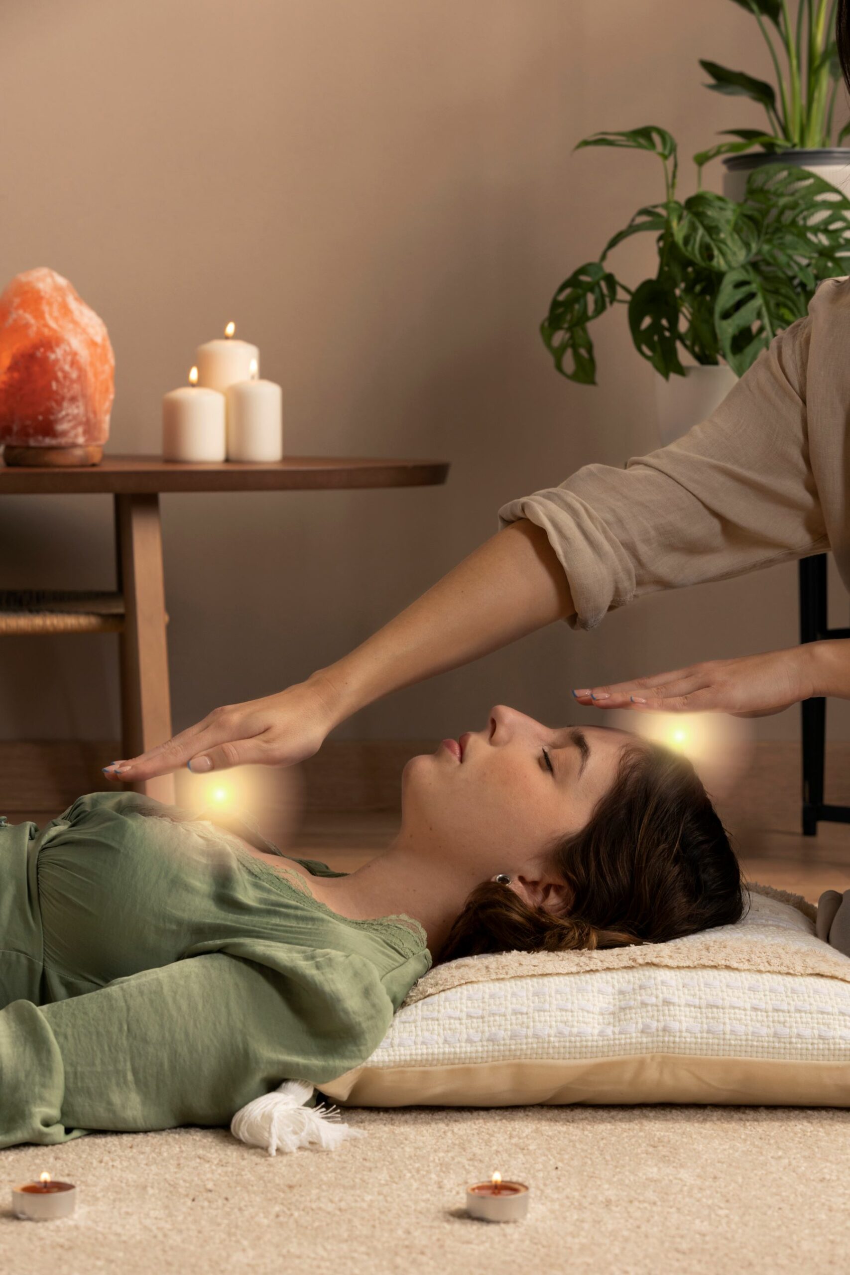 An image of a reiki healer working with a patient.