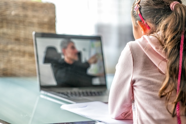 An image of a student learning online.