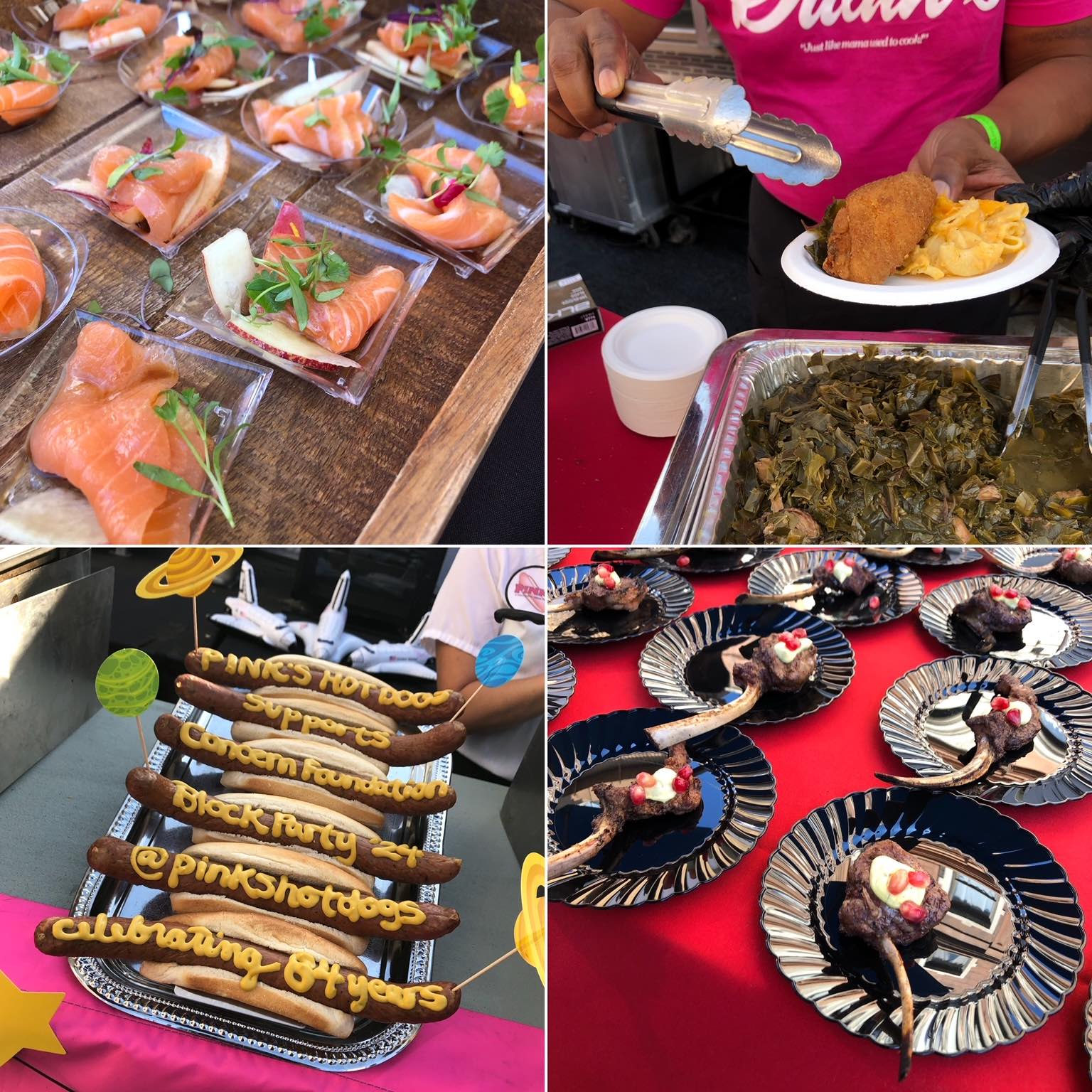 A collage image with 4 pieces of food from the Concern Foundation block party.