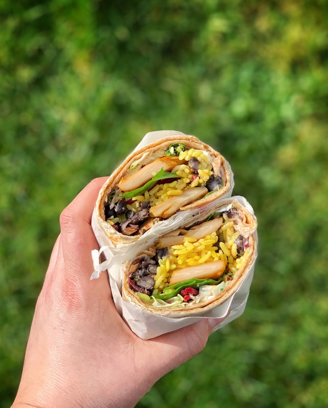 An image of picnic food ideas, a sandwich wrap.