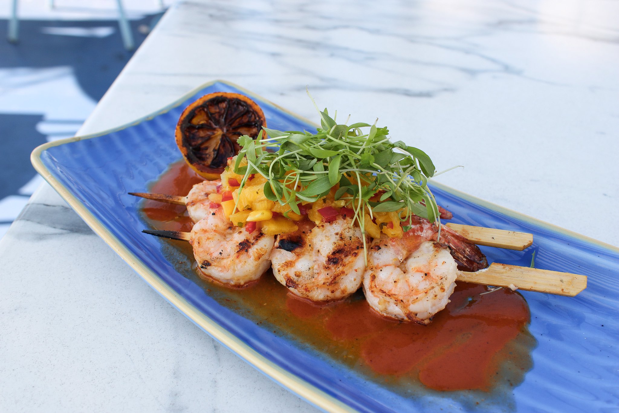 An image of SALT's new Grilled Shrimp Kushiyaki.