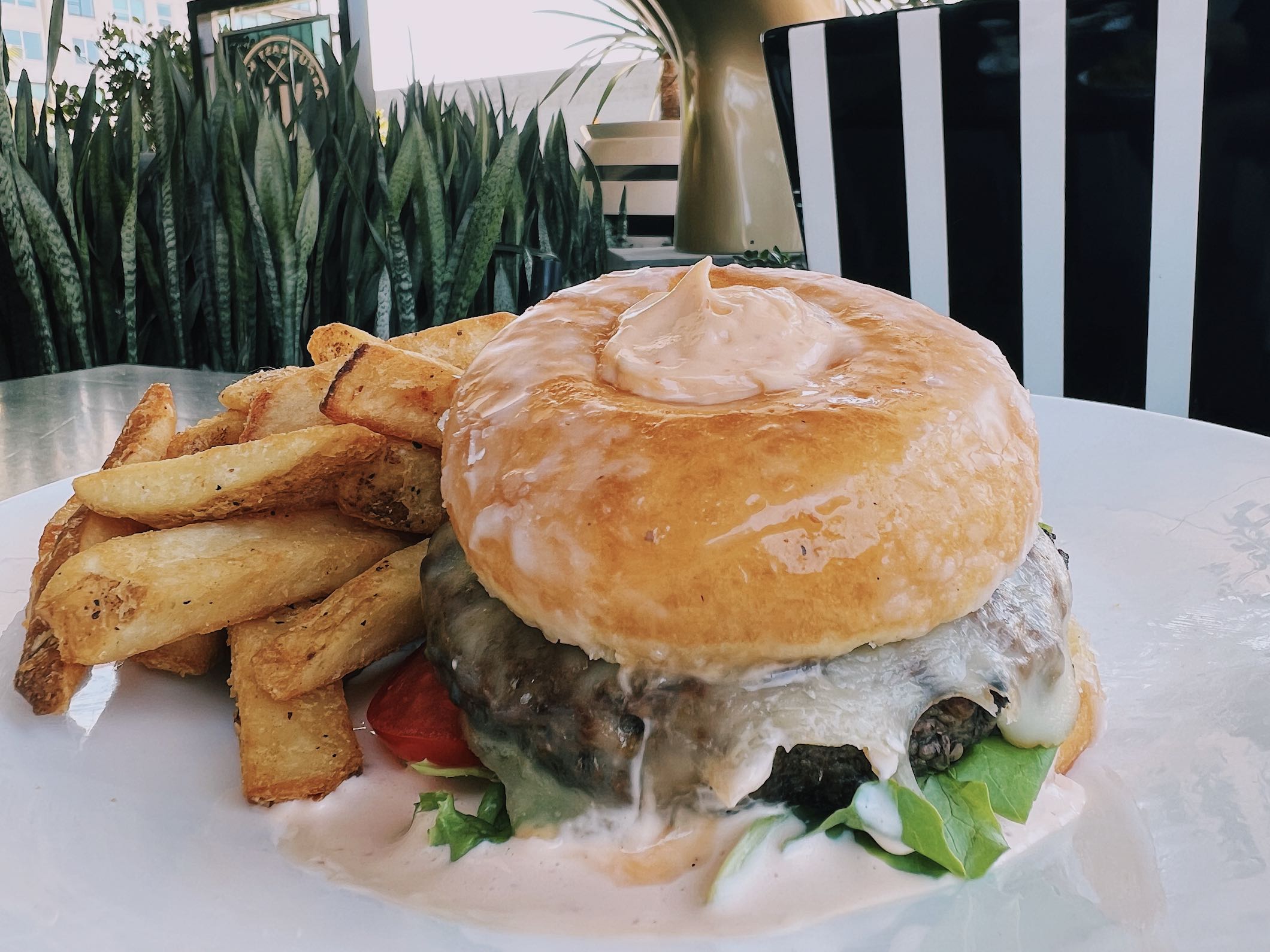 An image of the Hollywood Glazed Burger served at ALK.