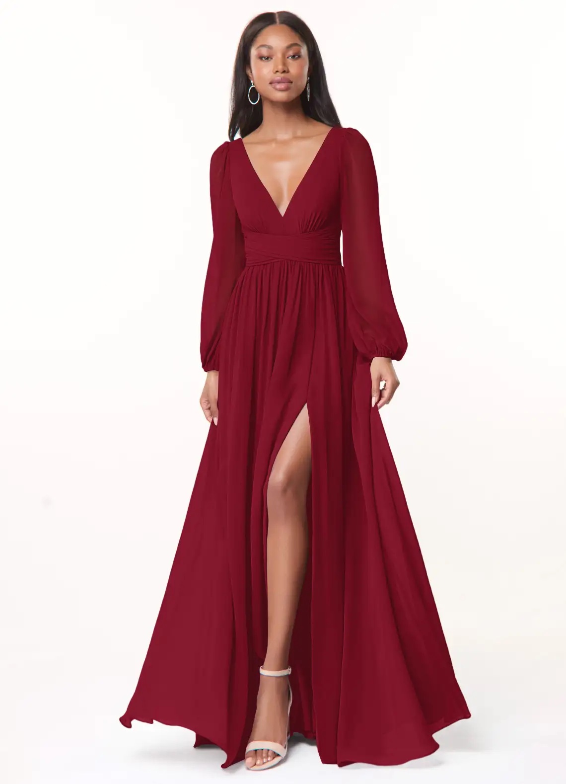 An image of the Azazie Norah, and example of fall wedding guest dresses.